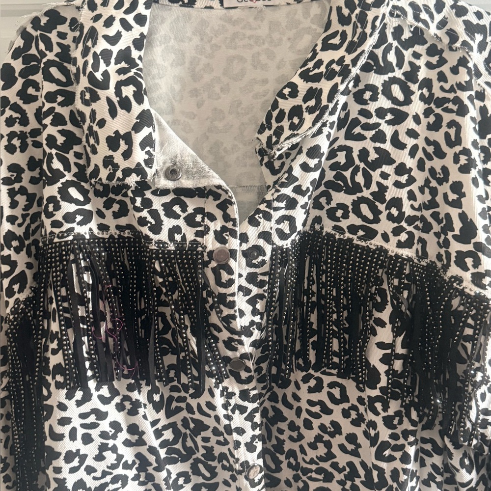 Leopard Print Fringe Shirt